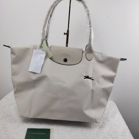 NWT Longchamp Le Pliage Original Large Shoulder Nylon Bag Tote IN OFF WHITE - Picture 1 of 10